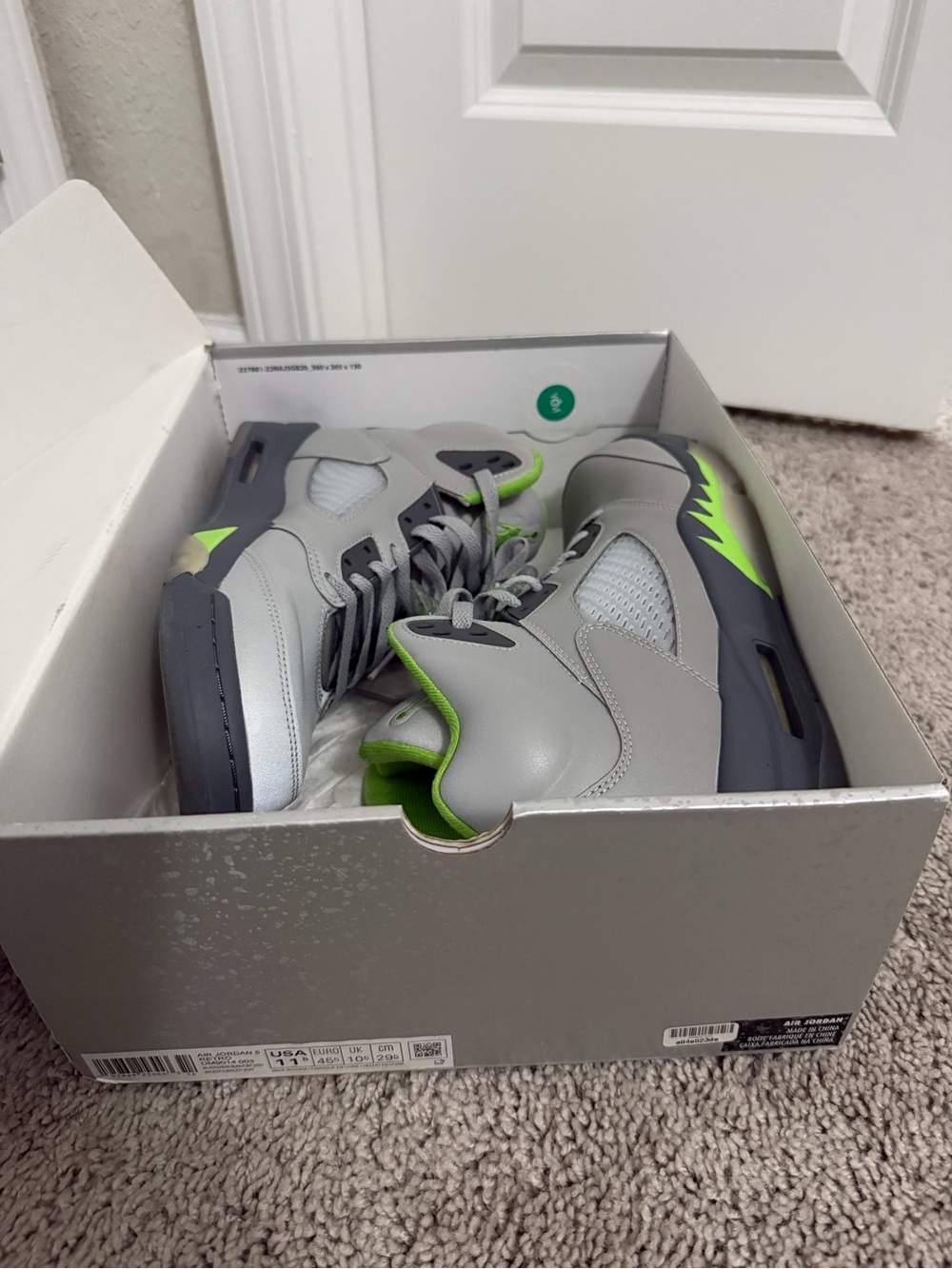 Jordan Men’s Athletic Shoes in Grey and Neon Green